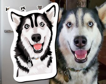 Personliga hundmagneter - Handritade | Anpassade husdjursmagneter, hundhuvudmagneter, gör din hund till en magnet, magneter av ditt husdjur, hundansiktsmagneter