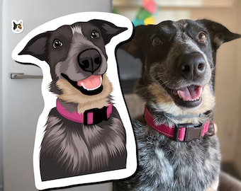 Personalized Dog Magnets - Hand Drawn | Custom Pet Magnets, Dog head Magnets, make your dog a Magnet, Magnets of your pet, Dog face Magnets