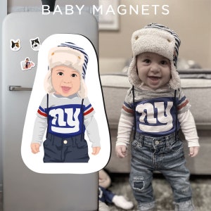 Custom Baby Magnets - Hand Drawn |  Personalized Baby Magnets, magnets of Baby, Baby Photo Fridge Magnets, Cartoon baby - Photo Drawing