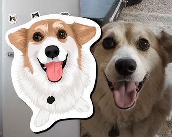 Personliga hundmagneter - Handritade | Anpassade husdjursmagneter, hundhuvudmagneter, gör din hund till en magnet, magneter av ditt husdjur, hundansiktsmagneter