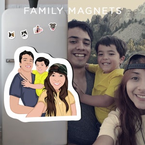 Custom Family Magnets - Hand Drawn |  family name magnets, family member magnets, magnets of my family - Photo Drawing