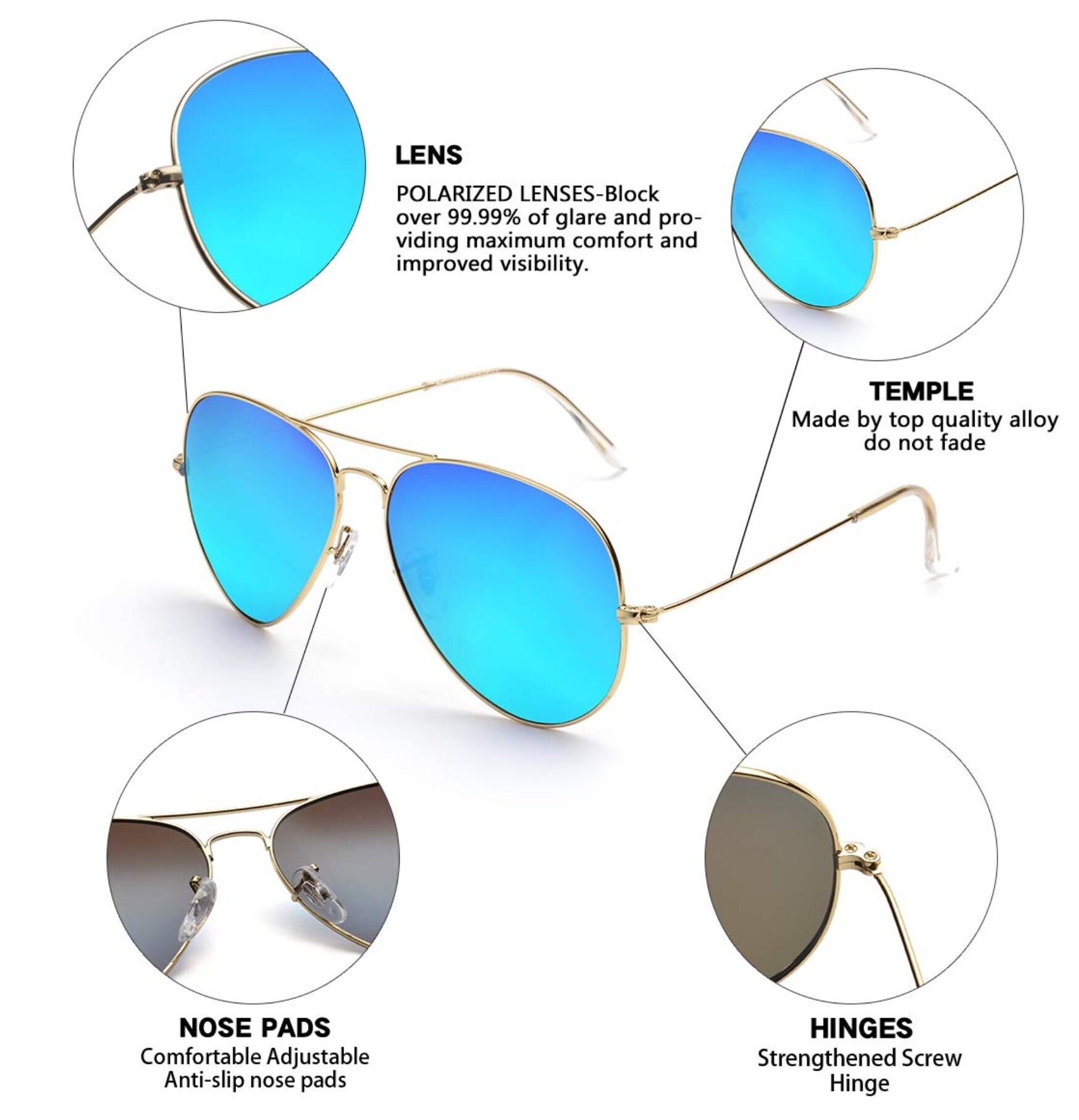 Classic Polarized Aviator Sunglasses Womens Mens Retro Double Bridge Aviators , Brown/Tortoise Brown