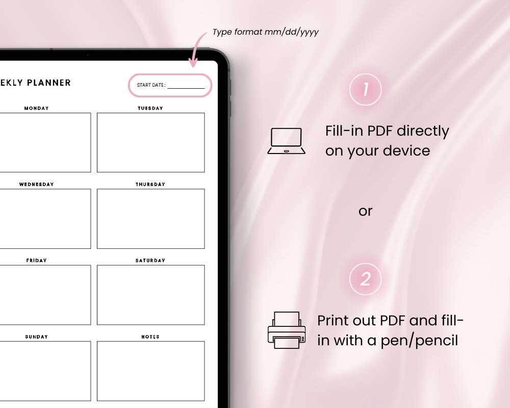 Minimalist Printable PDF Weekly Planner : Organization - Etsy