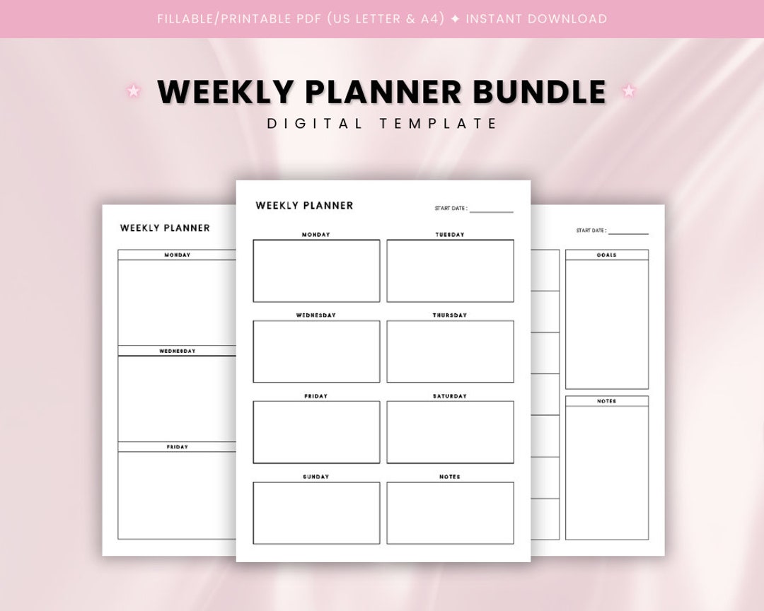 Minimalist Printable PDF Weekly Planner : Organization - Etsy