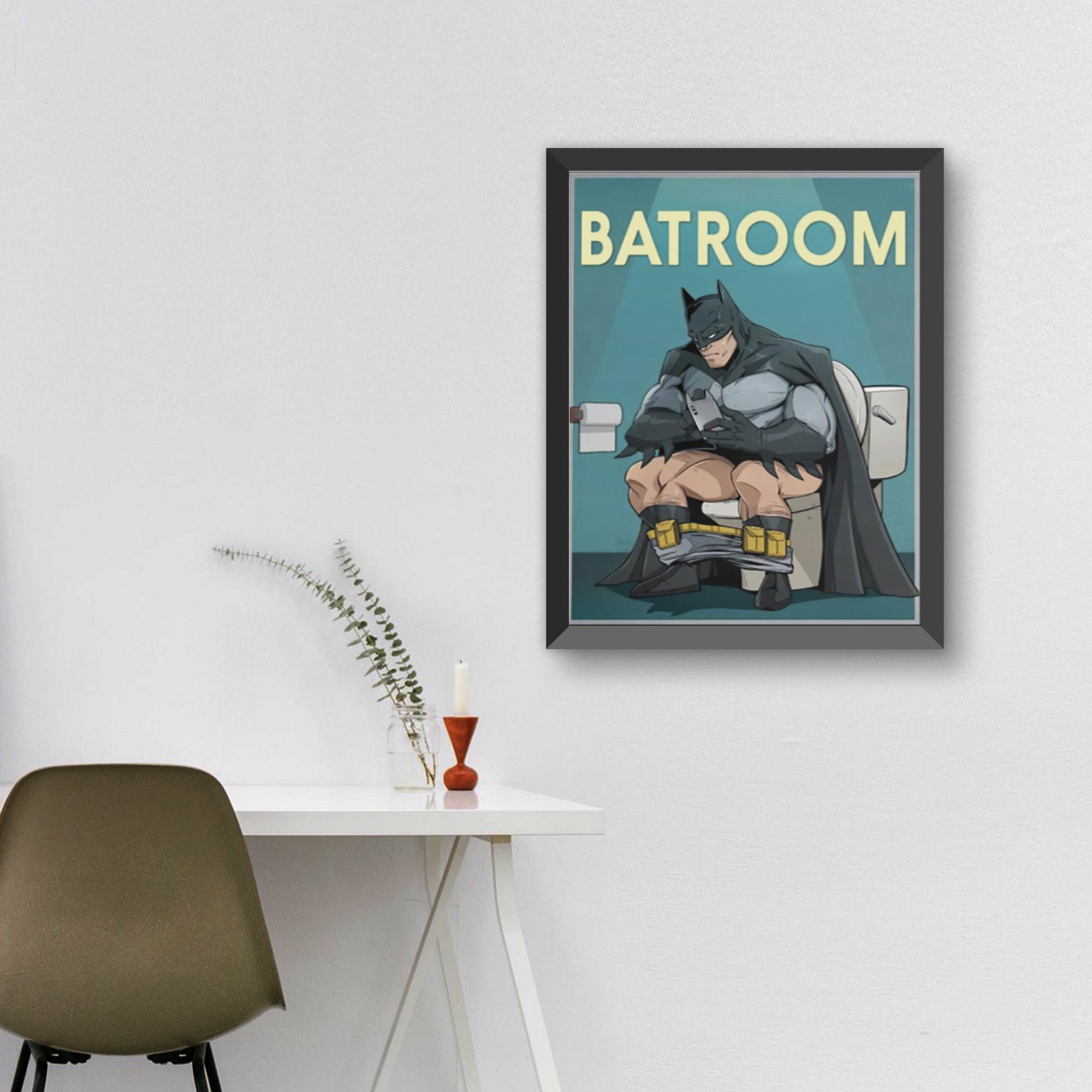 Batroom Poster Batman Poster Vintage Poster Funny Bathroom - Etsy