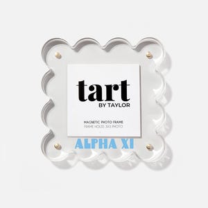 Alpha Xi Delta Sorority Mini Scalloped Acrylic Picture Frame | Freestanding with Gold Magnets (Holds 3x3 or 4x4 photo) decor, gifting