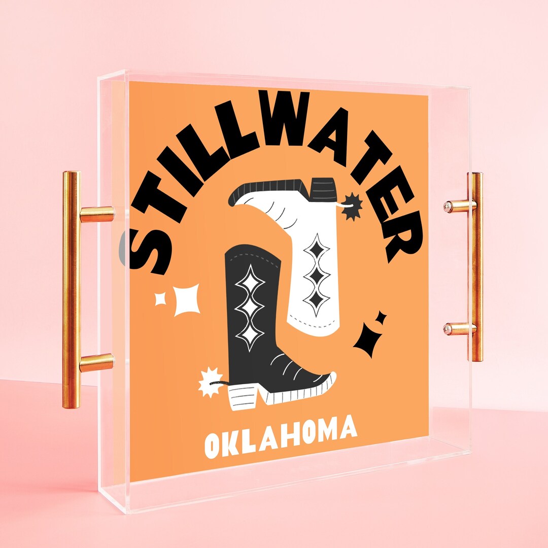 Large Acrylic Tray With Gold Handles Kickoff Collegiate Etsy