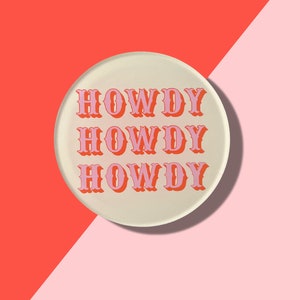 Howdy Pink and Red Western Print Acrylic Drink Coasters | Coffee Table, Bar Cart or Desk Accessory, Birthday or Hostess Gift, Home Decor