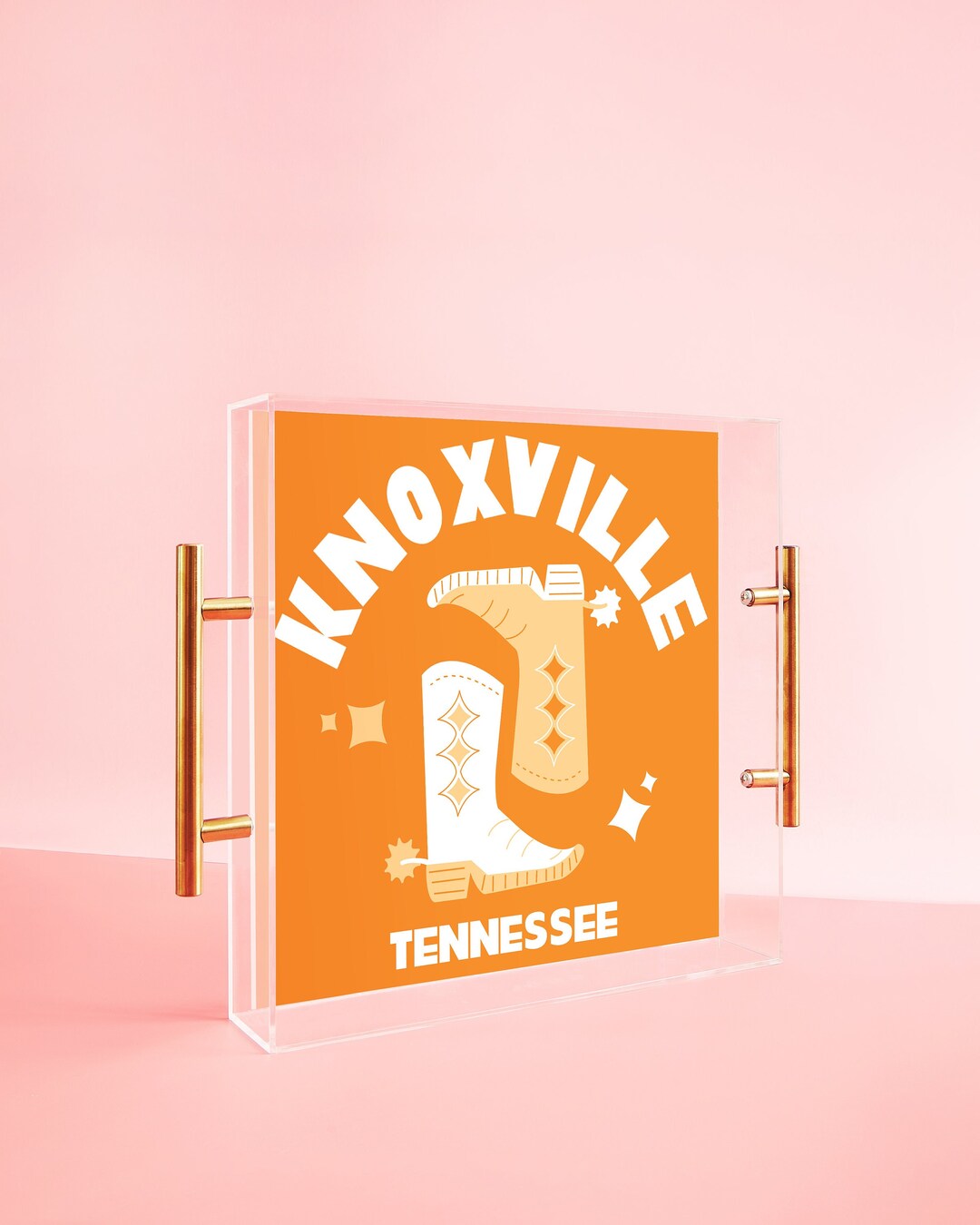 Large Acrylic Tray With Gold Handles Kickoff Collegiate Etsy