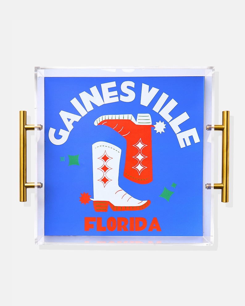 Gainesville Large Acrylic Tray with Gold Handles - Thumbnail 2