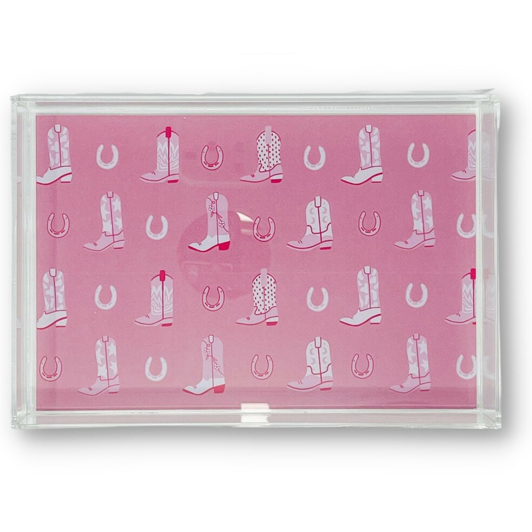 Small Acrylic Tray Pink Western Boot Scoot Pattern Perfect Etsy