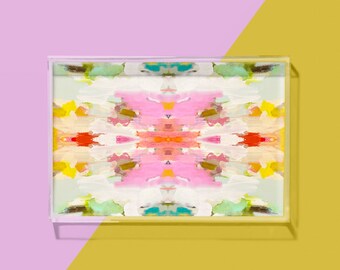 Small Acrylic Tray | Giverny Pattern (Laura Park Collaboration) - Perfect for catch-all, vanity, desk, gifts, dorms, keys