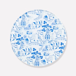 Blue and White Classic Chinoiserie Pattern Acrylic Drink Coasters | Coffee Table, Bar Cart or Desk Accessory, Birthday or Hostess Gift
