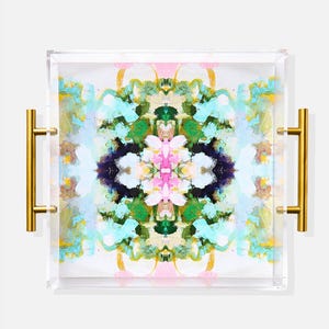 Large Acrylic Tray with Gold Handles | Nantucket Bloom Pattern (Laura Park Collaboration) - Perfect for desk, gift