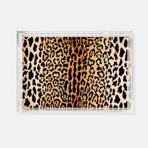 Small Acrylic Tray | Leopard/Animal Print Pattern - Perfect for keys, catch-all, jewelry, desk, gifts, bar carts, dorms, vanity, home decor