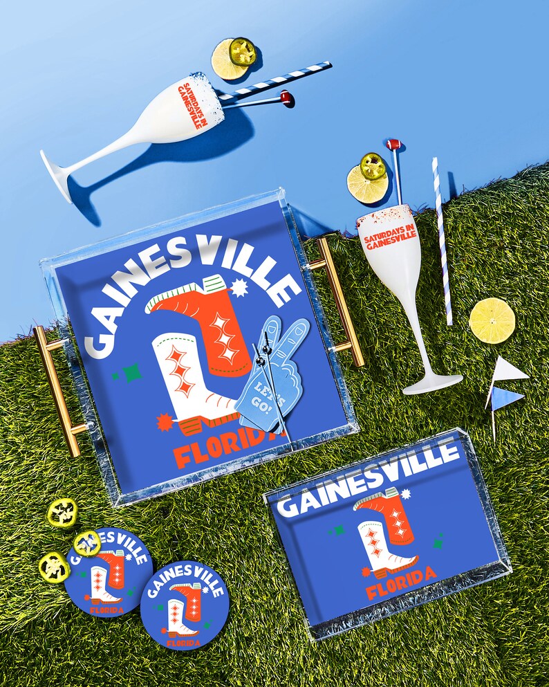 Gainesville Large Acrylic Tray with Gold Handles