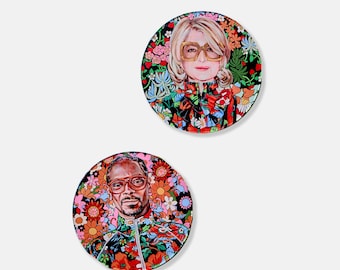 Best Buds Coasters | Coffee Table, Bar Cart or Desk Accessory, Birthday Host Gift, Decor, Heather Perry, Martha, Snoop, Artwork, gift idea