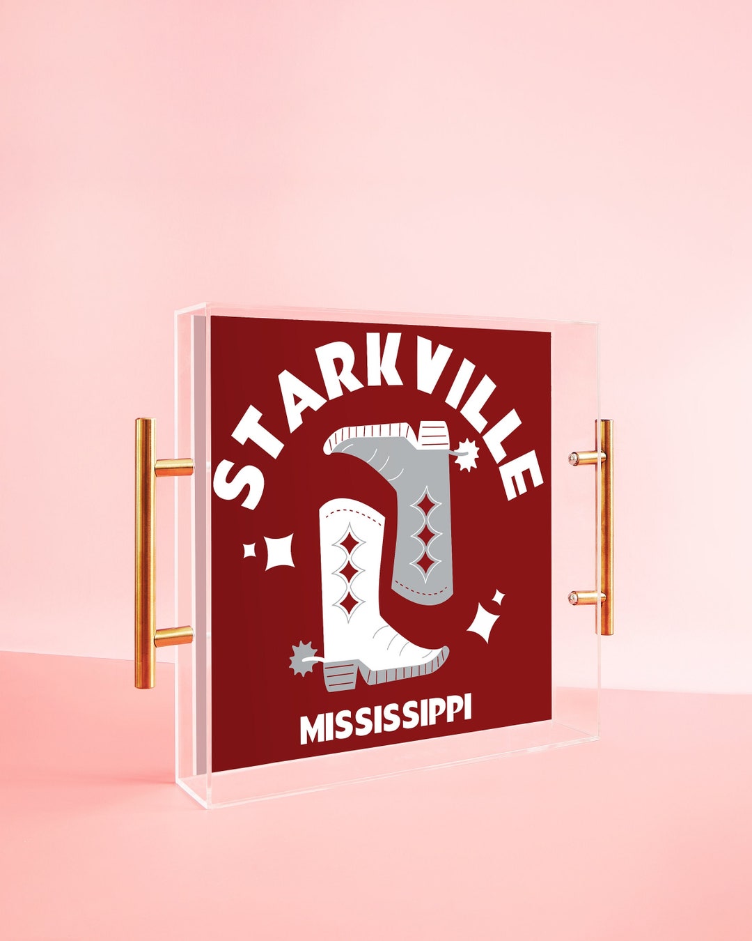 Large Acrylic Tray With Gold Handles Kickoff Collegiate Etsy