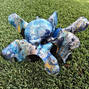 Cow Vertebrae, Painted (Blue/Gold)