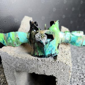 Cow Vertebrae, Painted (Green/Teal)