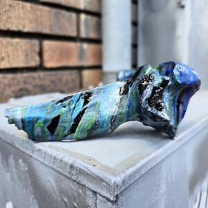 Cow Vertebrae, Painted (Green/Blue)