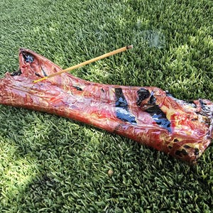Cow Bone Incense Burner, Painted (Red/Gold)