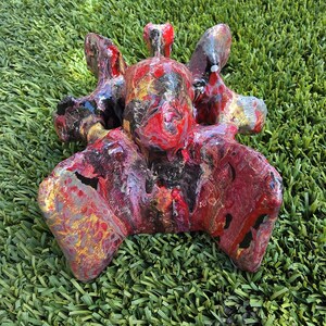 Cow Vertebrae, Painted (Red/Black/Gold)