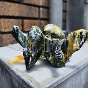 Cow Vertebrae, Painted (Green/Black/Gold)