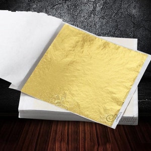 LOT de 200 feuilles d'or pratique pour fabrication artisanale en dorure bijoux création manuel 9 x 8,5 cm gold 24k 99,9%
