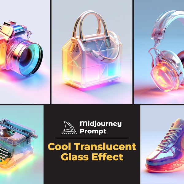 Ultimate Cool 3D Translucent Glass Object Effect Midjourney Prompts, Customisable Digital Art, Best Midjourney Prompts, Pro Ai Prompts