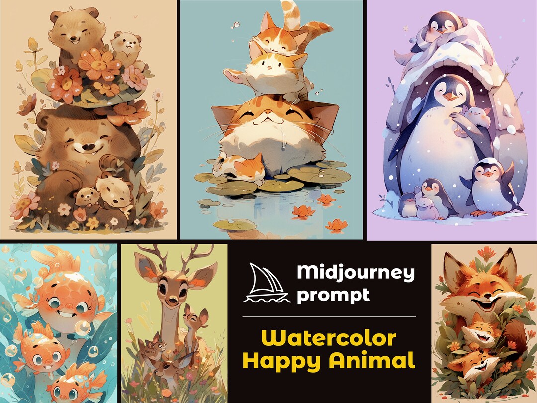 Ultimate Midjourney Prompt Watercolor Happy Animals for Children Book ...