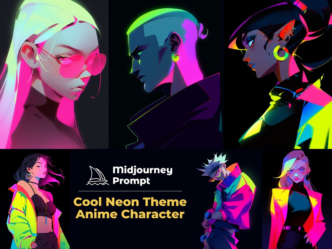 Ultimate Cool Neon Theme Anime Character Midjourney Prompts for Artist ...