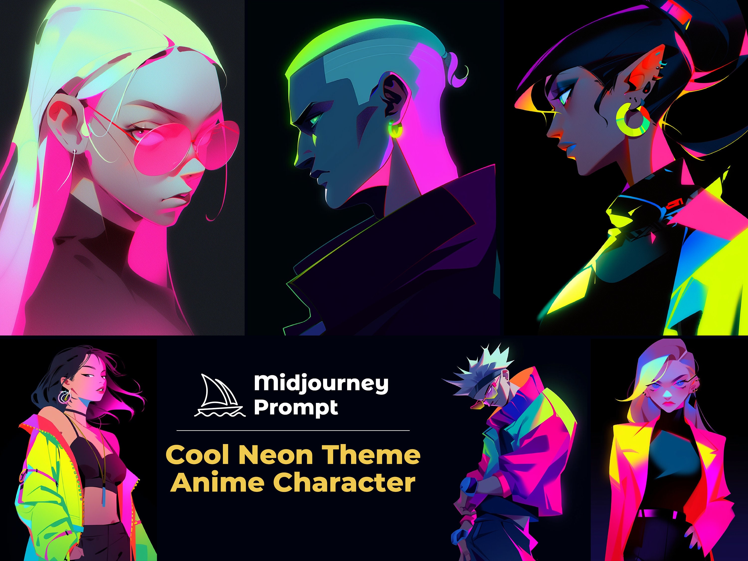 Ultimate Cool Neon Theme Anime Character Midjourney Prompts for Artist ...