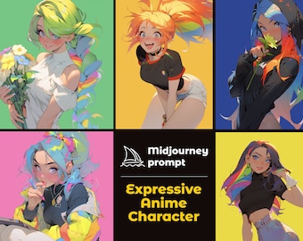 Professionelle Midjourney Prompts Expressive Anime Girls für Künstler, anpassbare Manga Girl Ai generierte Illustration, beste Midjourney Prompt
