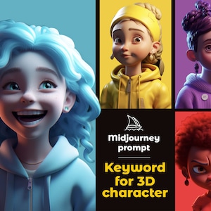 Ultimate Midjourney Prompts Customisable Cute 3D Character Best AI Art Poster For Artist, Digital Art, Best prompts, Tested & Customisable