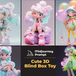 Ultimate Cute 3D Blind Box Toy Anime Character Midjourney Prompts For Artist, Customisable Digital Art, Best Midjourney Prompts, Ai Prompts