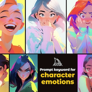 Ultimate Midjourney Prompt Keyword Anime Character Emotions For Artist, Customisable AI Generate Anime Character Illustration, Best Prompt