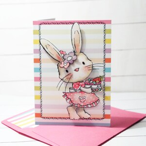 Handmade Layered &quot;Easter Bunny With Easter Cake&quot; card and matching envelope