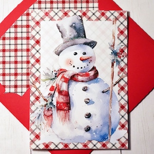 Handmade &quot;Snowman&quot; Christmas Card with matching envelope