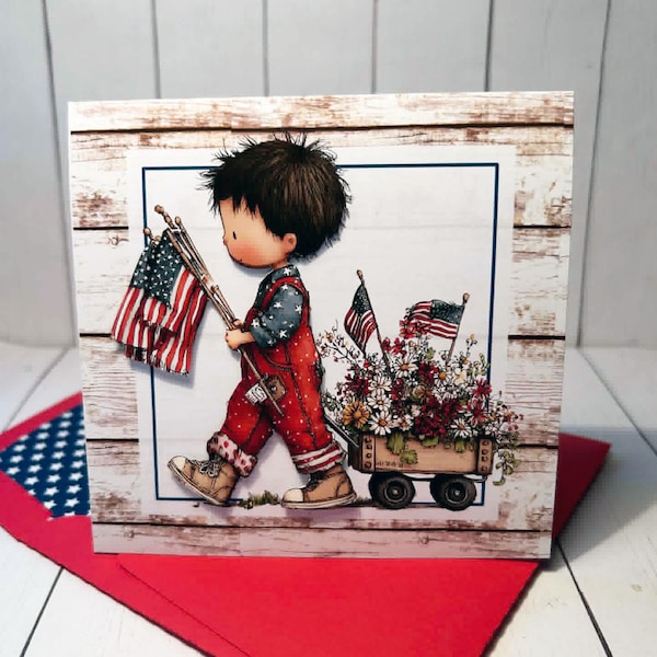 Handmade Layered "Patriotic" card with matching envelope
