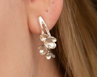 Silver Blossom Earrings - Delicate Floral Design