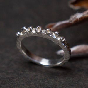 Textured Stackable Silver Ring, Ring with Granulation, Texture and Bubbles Ring image 1