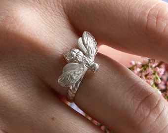 Moth Silver Ring, Handcrafted Insect Ring, Bohemian Modern Jewelry, Butterfly Silver Ring, Lovely Jewelry Gift, Nature Lover Jewelry