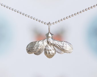 Unique Tiny Moth Pendant - Sterling Silver Dainty Jewelry