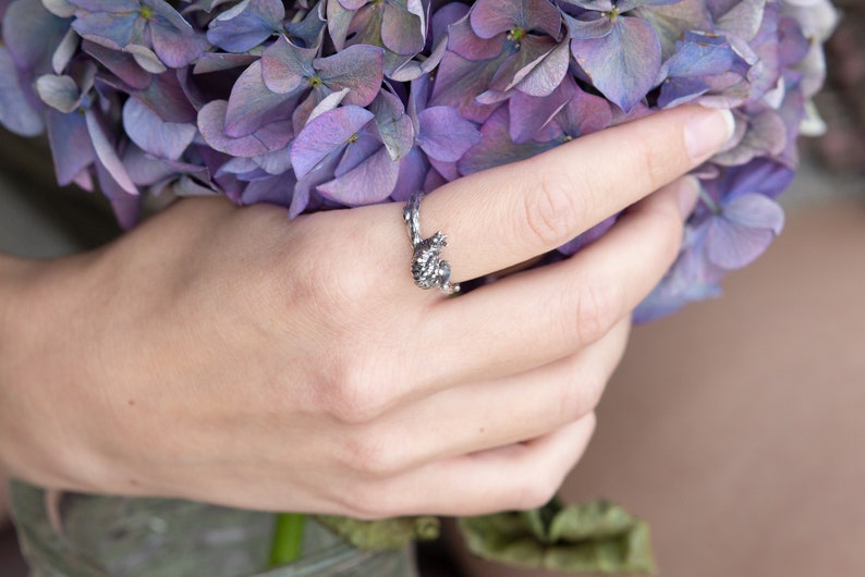 Handcrafted Cute Snail Silver Ring with Labradorite Gemstone Whimsical and Unique Jewelry image 5