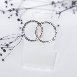 Handcrafted Twig Circle Silver Earrings, Forest Studs, Silver Hoops, Branch Earrings, Twig Studs, Circle Studs, Everyday Earrings image 3