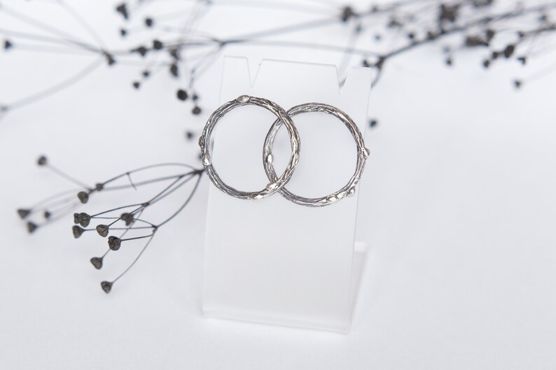 Handcrafted Twig Circle Silver Earrings, Forest Studs, Silver Hoops, Branch Earrings, Twig Studs, Circle Studs, Everyday Earrings image 3