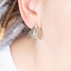 Moth Inspired Silver Stud Earrings Exquisite Handmade Jewelry image 5