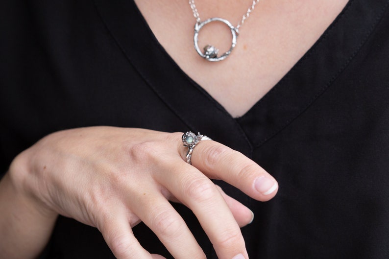 Handcrafted Cute Snail Silver Ring with Labradorite Gemstone Whimsical and Unique Jewelry image 7