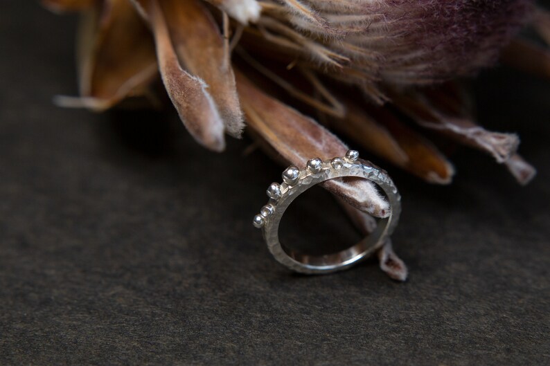 Textured Stackable Silver Ring, Ring with Granulation, Texture and Bubbles Ring image 3